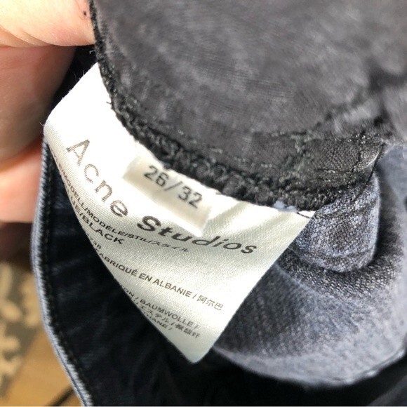 Acne Studios Row Cropped Straight Leg Boyfriend Jeans Blue Black Size 26 - Picture 7 of 9